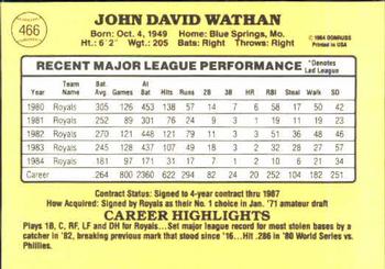 1985 Donruss #466 John Wathan Back