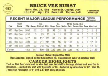 1985 Donruss #493 Bruce Hurst Back