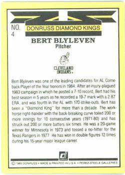 1985 Donruss #4 Bert Blyleven Back