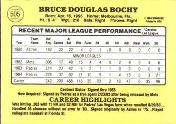 1985 Donruss #505 Bruce Bochy Back