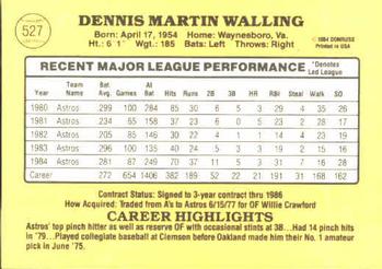 1985 Donruss #527 Denny Walling Back