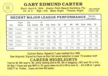 1985 Donruss #55 Gary Carter Back