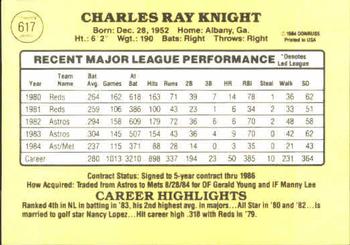 1985 Donruss #617 Ray Knight Back