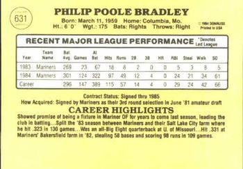 1985 Donruss #631 Phil Bradley Back