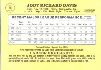 1985 Donruss #76 Jody Davis Back