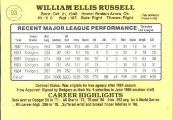 1985 Donruss #93 Bill Russell Back