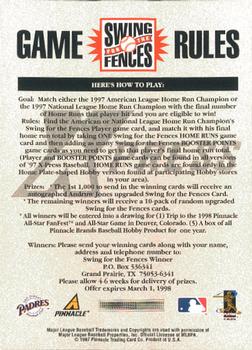 1997 Pinnacle X-Press - Swing for the Fences Players #NNO Ken Caminiti Back