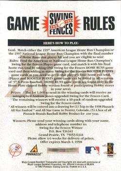 1997 Pinnacle X-Press - Swing for the Fences Players #NNO Cecil Fielder Back