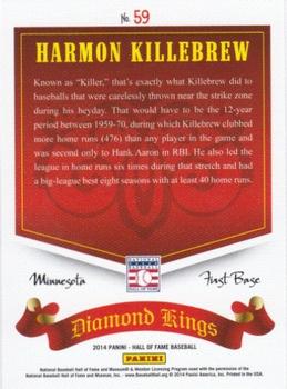 2014 Panini Hall of Fame 75th Year Anniversary - Diamond Kings #59 Harmon Killebrew Back