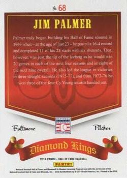 2014 Panini Hall of Fame 75th Year Anniversary - Diamond Kings #68 Jim Palmer Back