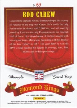 2014 Panini Hall of Fame 75th Year Anniversary - Diamond Kings #69 Rod Carew Back