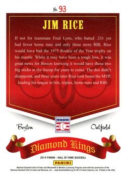 2014 Panini Hall of Fame 75th Year Anniversary - Diamond Kings #93 Jim Rice Back
