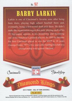 2014 Panini Hall of Fame 75th Year Anniversary - Diamond Kings #97 Barry Larkin Back