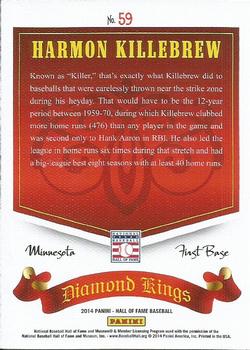2014 Panini Hall of Fame 75th Year Anniversary - Diamond Kings Gold #59 Harmon Killebrew Back