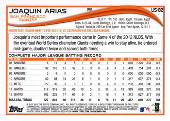 2014 Topps Update - Target Red Border #US-82 Joaquin Arias Back