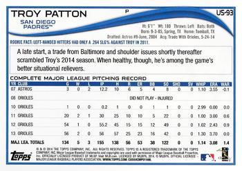 2014 Topps Update - Target Red Border #US-93 Troy Patton Back