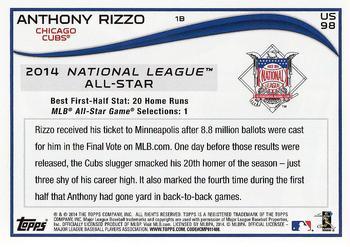 2014 Topps Update - Target Red Border #US-98 Anthony Rizzo Back