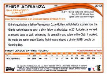2014 Topps Update - Target Red Border #US-105 Ehire Adrianza Back