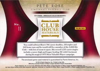 2014 Panini Immaculate Collection - Clubhouse Material Prime #11 Pete Rose Back