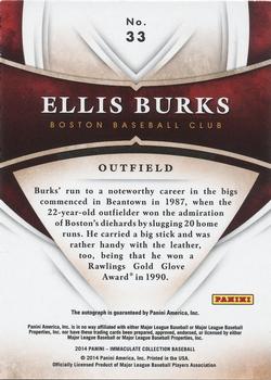 2014 Panini Immaculate Collection - Clubhouse Signatures #33 Ellis Burks Back