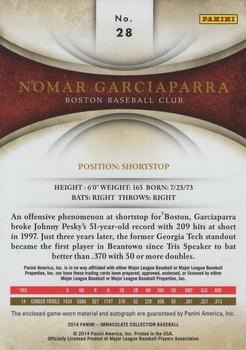 2014 Panini Immaculate Collection - Immaculate Autograph Materials #28 Nomar Garciaparra Back