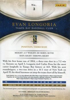 2014 Panini Immaculate Collection - Immaculate Autograph Materials Prime #3 Evan Longoria Back