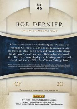 2014 Panini Immaculate Collection - Immaculate Autographs Gold #46 Bob Dernier Back