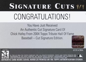 2004 Topps Tribute HOF - Signature Cuts Cooperstown #CHA Chick Hafey Back