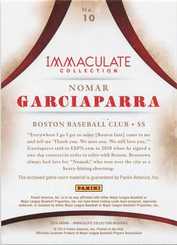2014 Panini Immaculate Collection - Immaculate Heroes Materials #10 Nomar Garciaparra Back