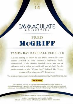 2014 Panini Immaculate Collection - Immaculate Heroes Materials #14 Fred McGriff Back