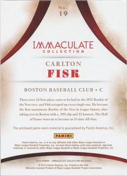 2014 Panini Immaculate Collection - Immaculate Heroes Materials #19 Carlton Fisk Back