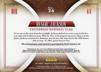 2014 Panini Immaculate Collection - Immaculate Singles Memorabilia #26 Reggie Jackson Back