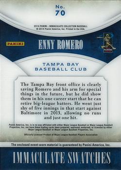 2014 Panini Immaculate Collection - Immaculate Swatches #70 Enny Romero Back