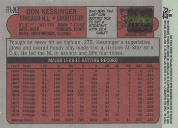2004 Topps All-Time Fan Favorites - Autographs #FFA-DKE Don Kessinger Back
