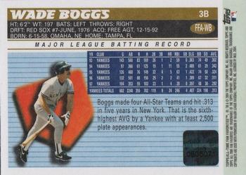 2004 Topps All-Time Fan Favorites - Autographs #FFA-WB Wade Boggs Back