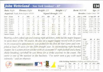 1997 Score #134 John Wetteland Back