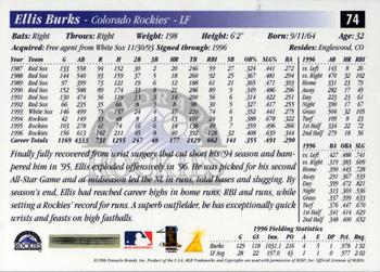 1997 Score #74 Ellis Burks Back