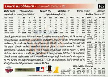 1997 Score #165 Chuck Knoblauch Back