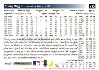 1997 Score #235 Craig Biggio Back