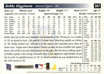 1997 Score #307 Bobby Higginson Back