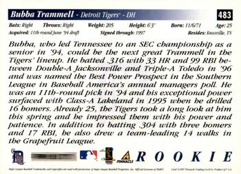 1997 Score #483 Bubba Trammell Back