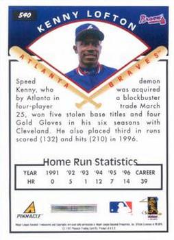 1997 Score #540 Kenny Lofton Back