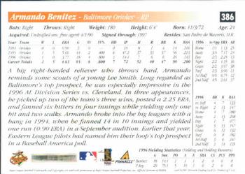 1997 Score #386 Armando Benitez Back
