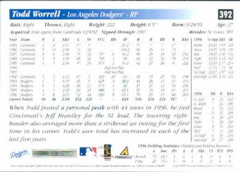 1997 Score #392 Todd Worrell Back