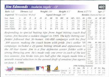 1997 Score #402 Jim Edmonds Back