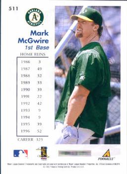 1997 Score #511 Mark McGwire Back