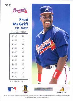 1997 Score #512 Fred McGriff Back