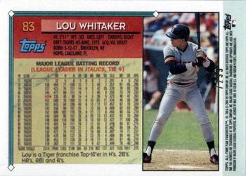 2004 Topps All-Time Fan Favorites - Refractors #83 Lou Whitaker Back