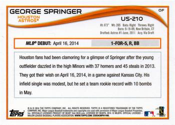 2014 Topps Update - Walmart Blue Border #US-210 George Springer Back