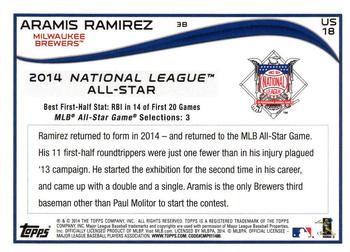 2014 Topps Update - Walmart Blue Border #US-18 Aramis Ramirez Back
